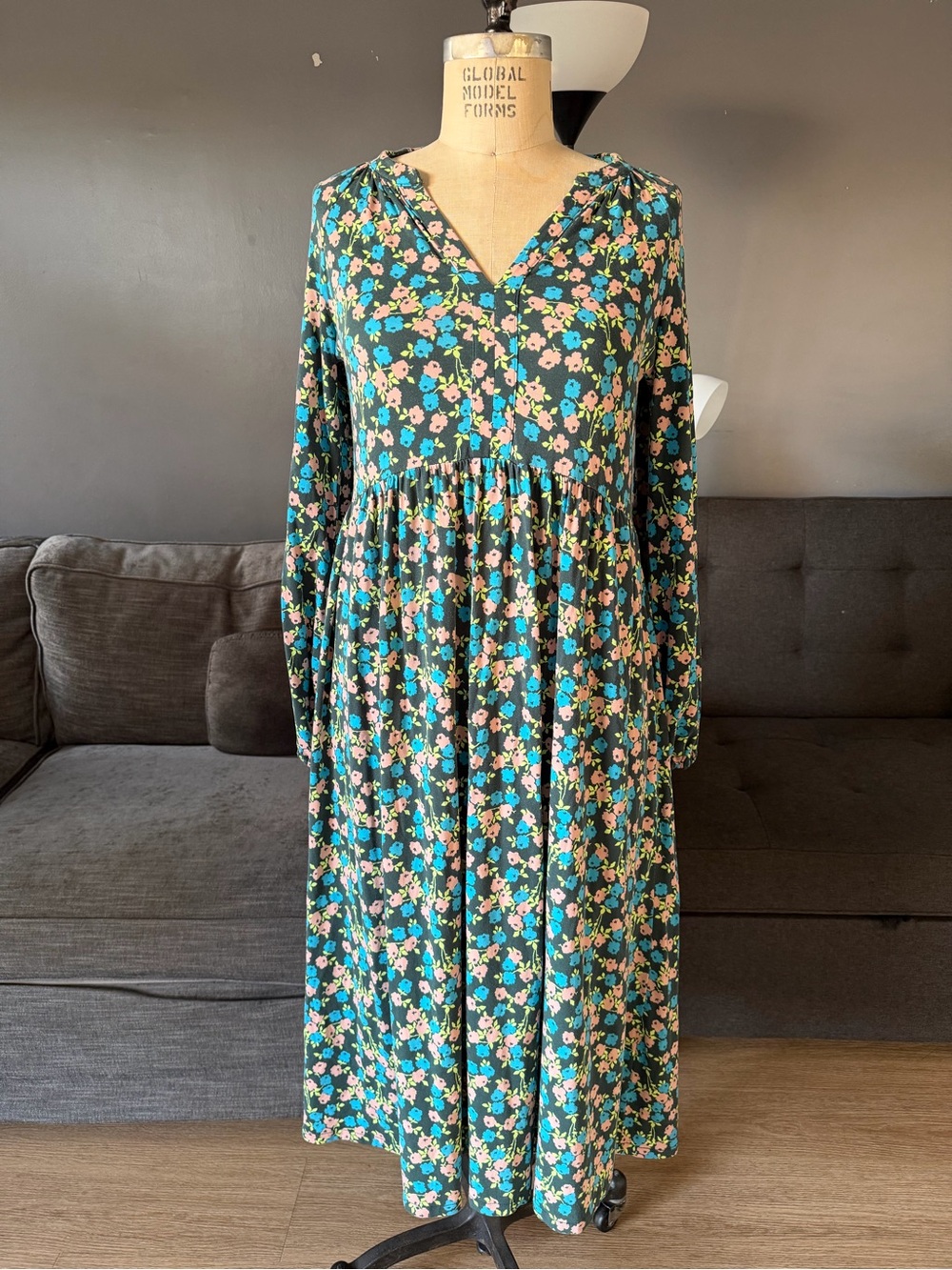 Boden Willow Midi Jersey Dress Multi-Color Floral Print Size 8R